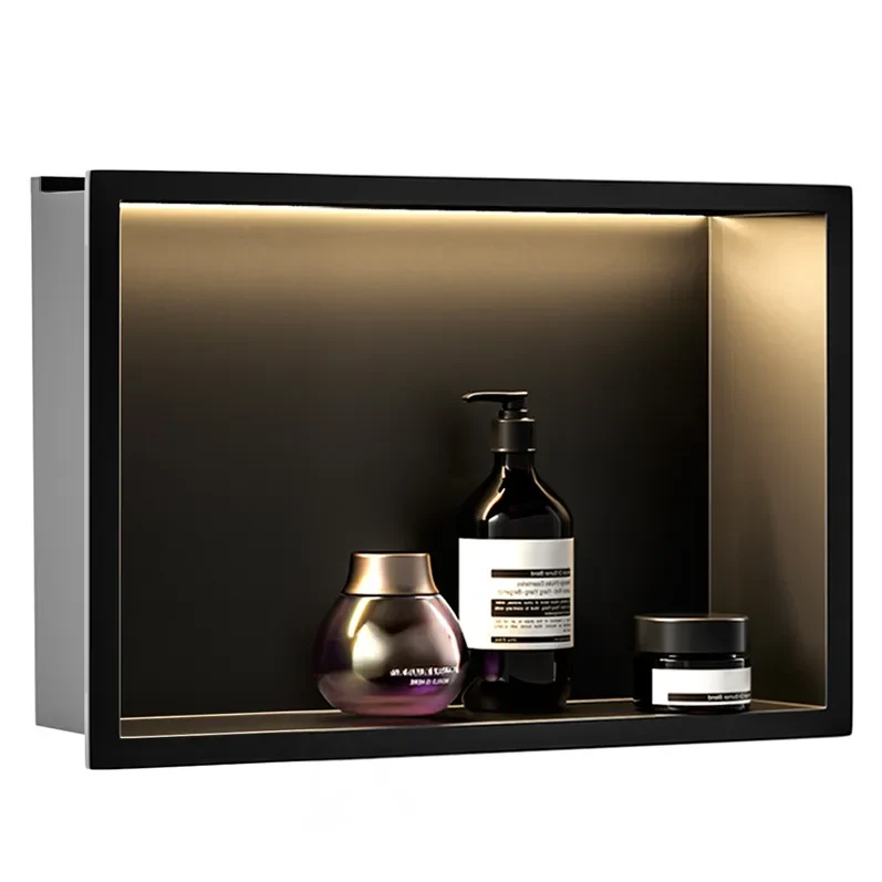 Unterputzregal mit LED Matt Schwarz 30x60cm / 30x45cm