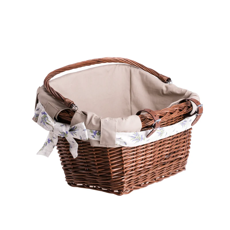Magnus wicker bike basket with leather straps and trim TheWickerStories
