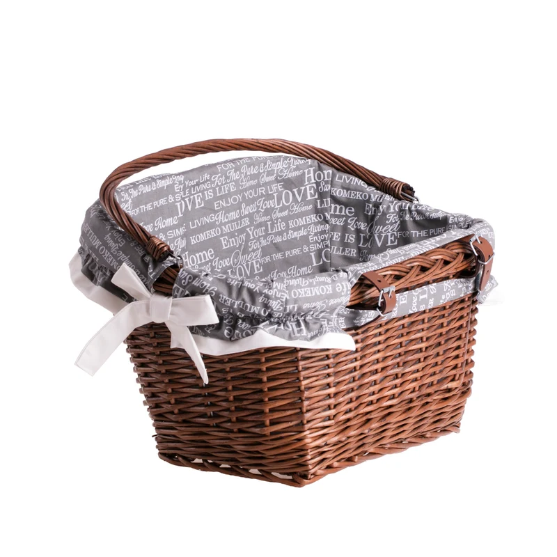 Magnus wicker bicycle basket with leather straps and trim TheWickerStories