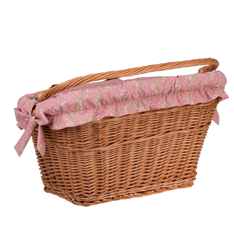 Magnus wicker bike basket, bike basket with leather straps and leather trim TheWickerStories