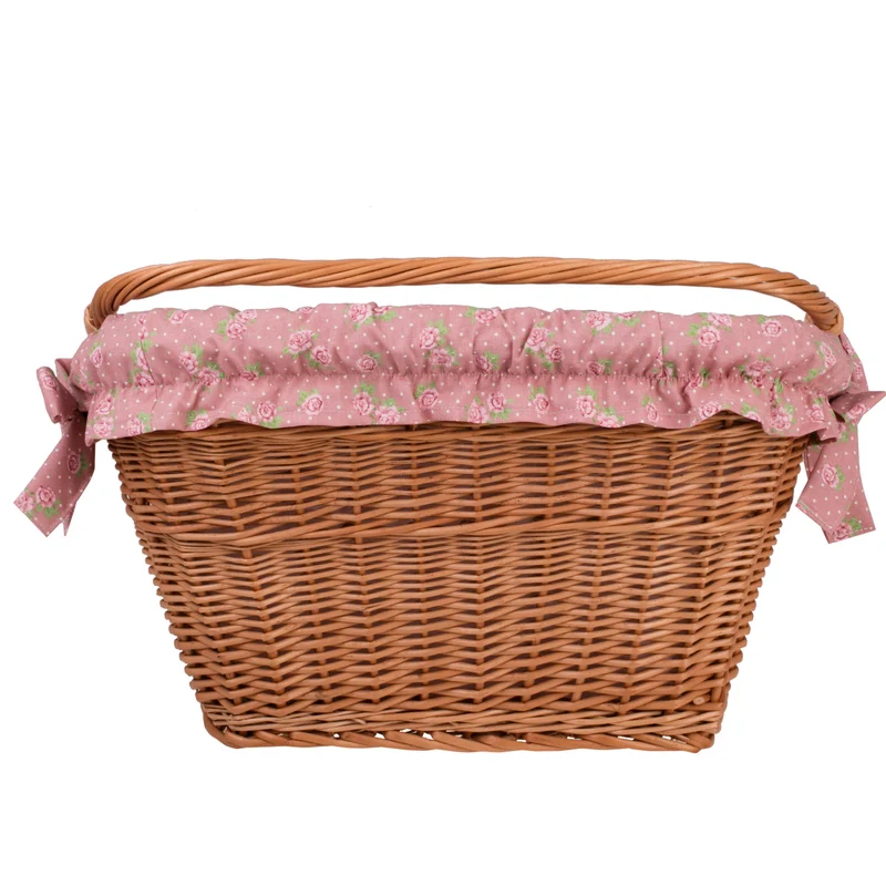 Magnus wicker bike basket, bike basket with leather straps and leather trim TheWickerStories