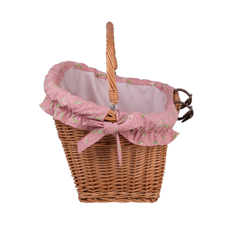 Magnus wicker bike basket, bike basket with leather straps and leather trim TheWickerStories