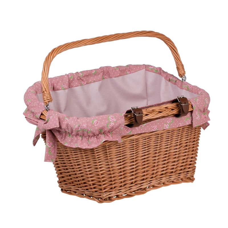 Magnus wicker bike basket, bike basket with leather straps and leather trim TheWickerStories