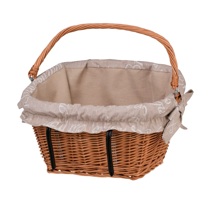 Magnus wicker bike basket, bicycle basket with hooks and lining TheWickerStories