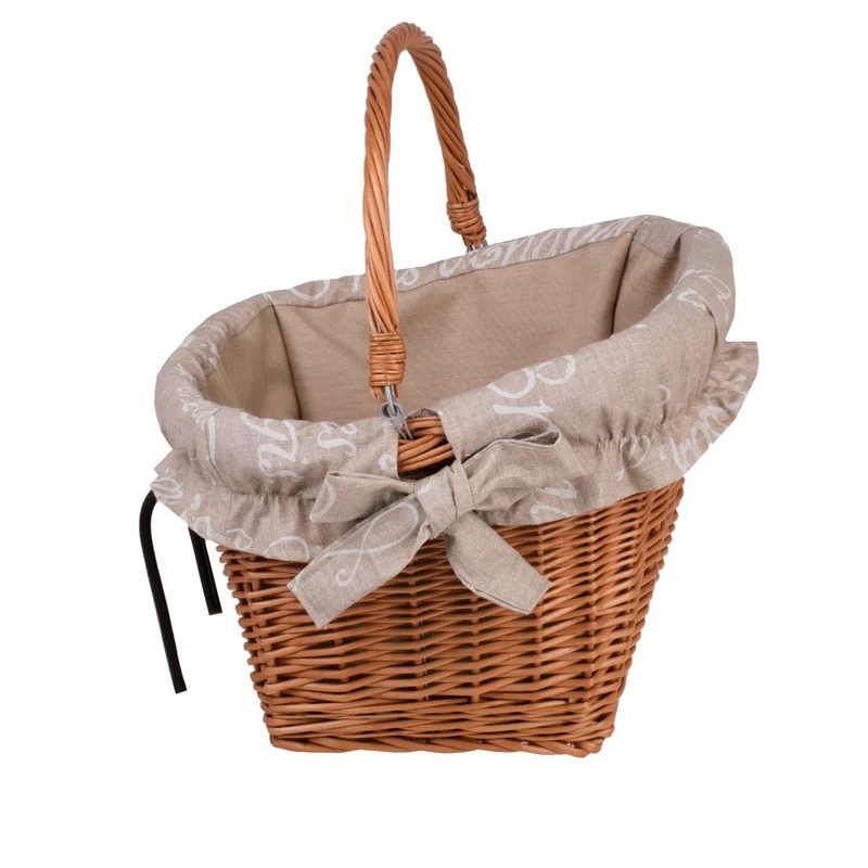 Magnus wicker bike basket, bicycle basket with hooks and lining TheWickerStories