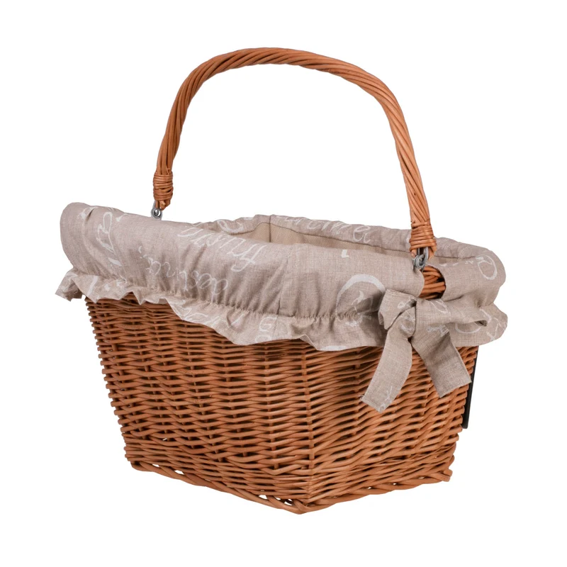 Magnus wicker bike basket, bicycle basket with hooks and lining TheWickerStories