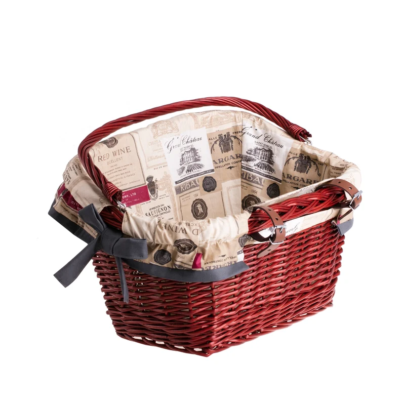 Magnus wicker bike basket, bicycle basket with leather straps and leather trim TheWickerStories