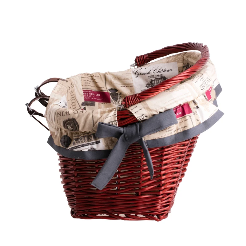 Magnus wicker bike basket, bicycle basket with leather straps and leather trim TheWickerStories