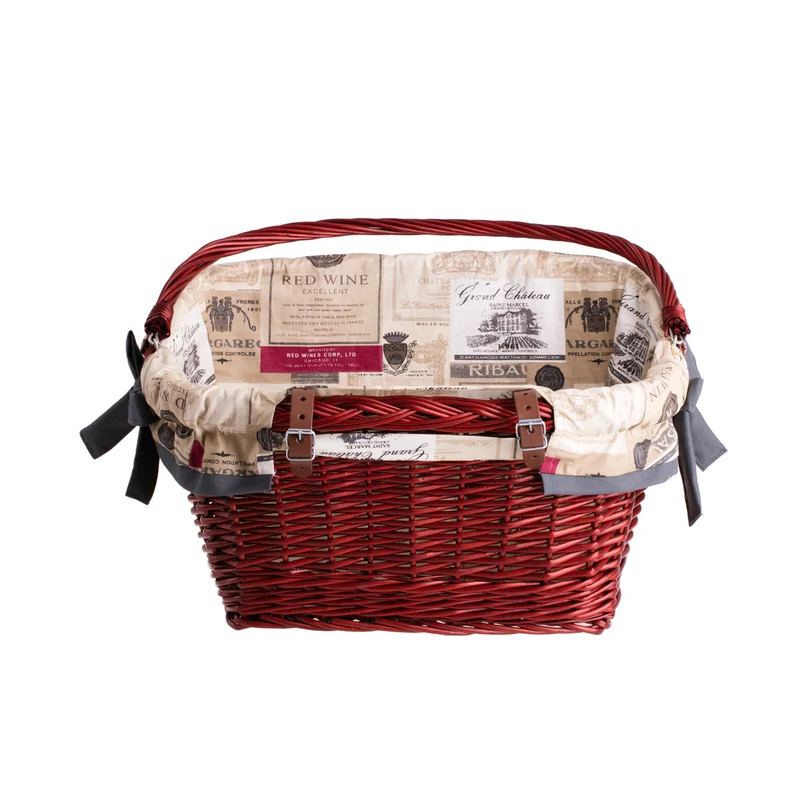 Magnus wicker bike basket, bicycle basket with leather straps and leather trim TheWickerStories