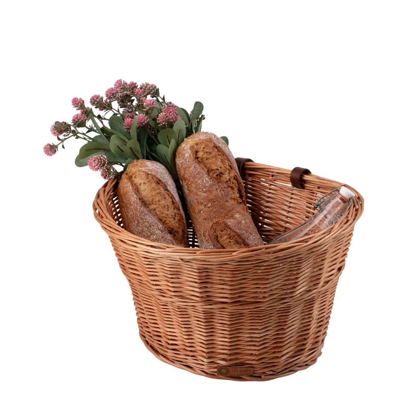 Paulus wicker bicycle basket with eco-leather straps TheWickerStories