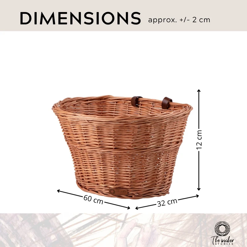 Paulus wicker bicycle basket with eco-leather straps TheWickerStories