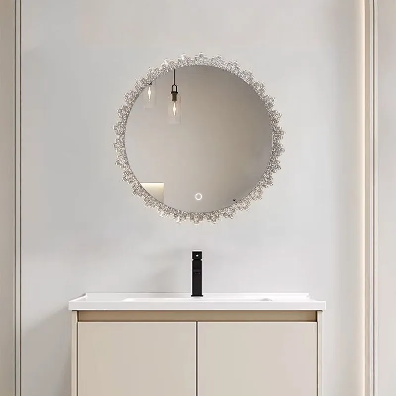 Runder LED-Spiegel mit Kristallrahmen – 60cm + 80cm