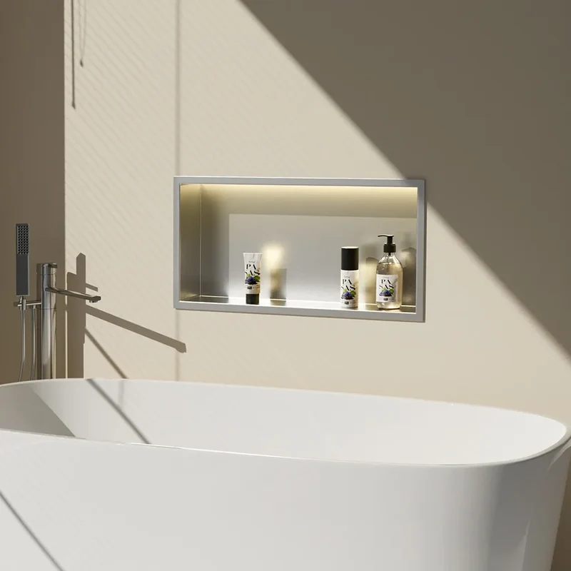 Unterputzregal mit LED Chrom 30x60cm / 30x45cm
