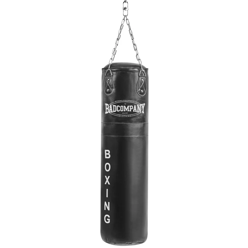 Boxsack 180 x 35 cm gefüllt aus Leder mit Stahlkette