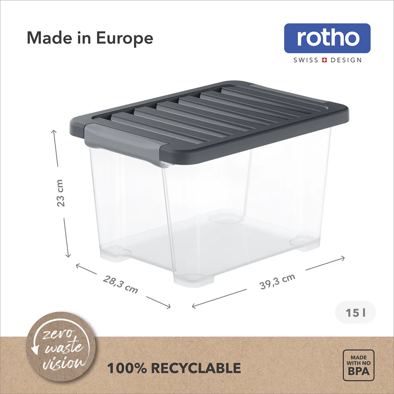 Boxen Set mit Deckel 15 l, 4 tlg. CORE PLUS