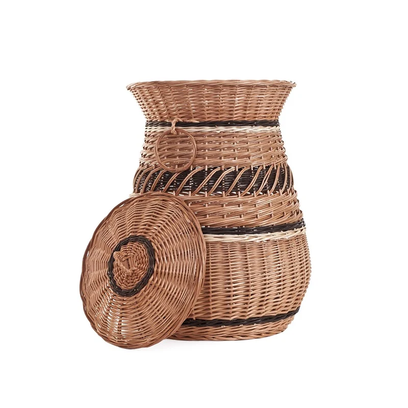 Meliora wicker laundry hamper for bathroom and laundry room, with lid TheWickerStories