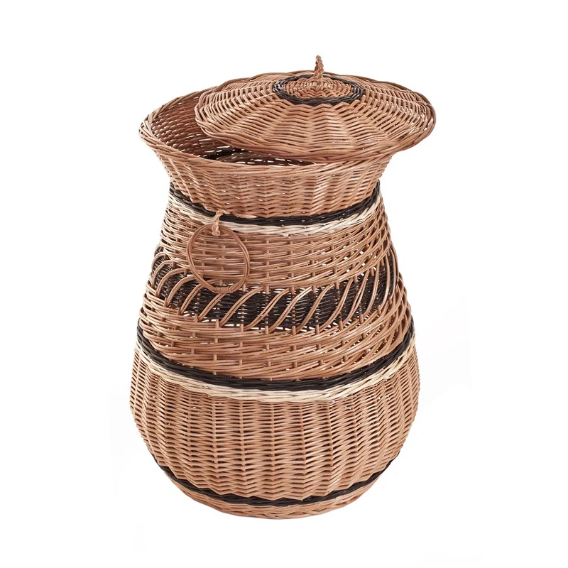 Meliora wicker laundry hamper for bathroom and laundry room, with lid TheWickerStories