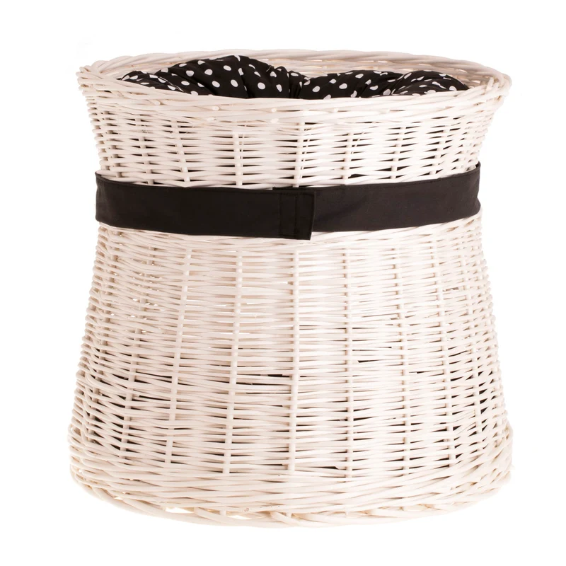 Eralis two-tier wicker cat bed with cushions and bow TheWickerStories