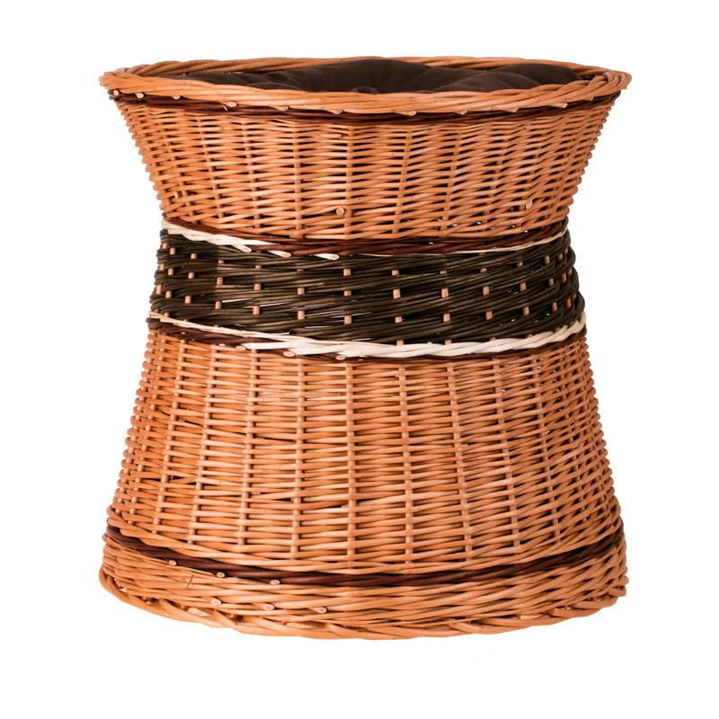 Eralis wicker house for cat and small dog with cushions, two-level TheWickerStories