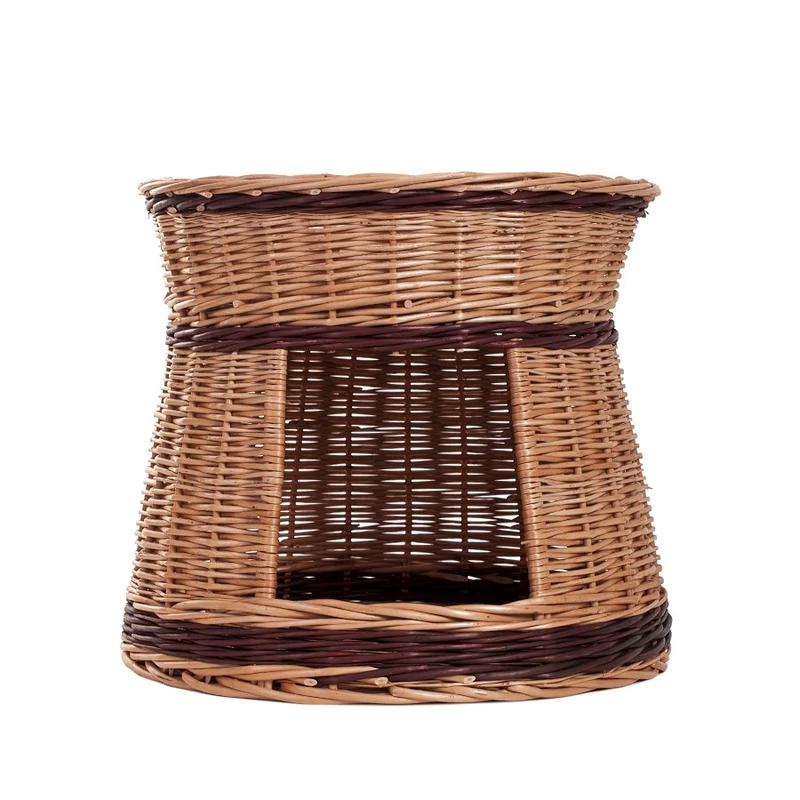 Eralis wicker house for cats and small dogs, two-tier with a top sleeping platform TheWickerStories