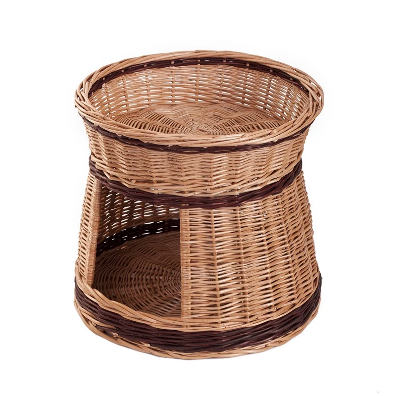 Eralis wicker house for cats and small dogs, two-tier with a top sleeping platform TheWickerStories