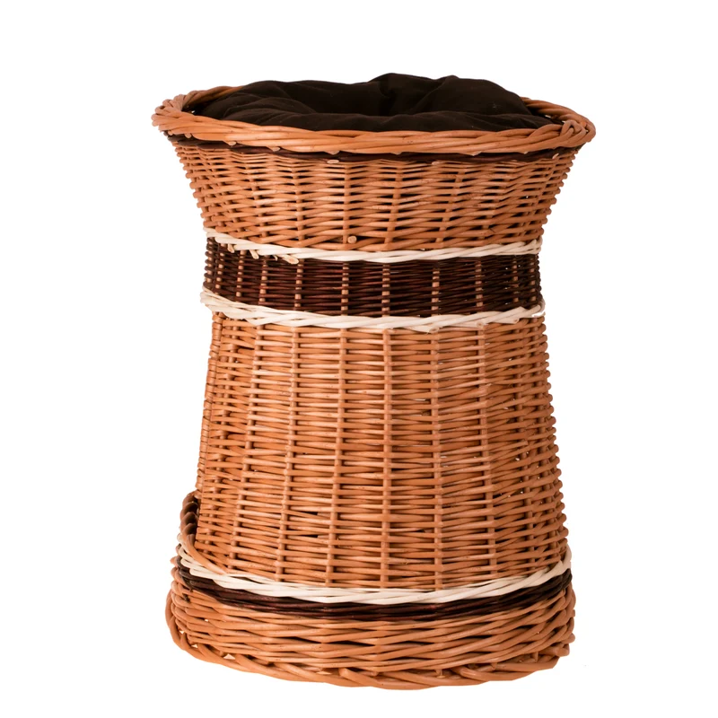 Erif wicker house for a cat and small dog with two cushions TheWickerStories