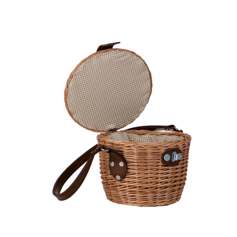 Rivora wicker shoulder bag with lid and leather strap TheWickerStories