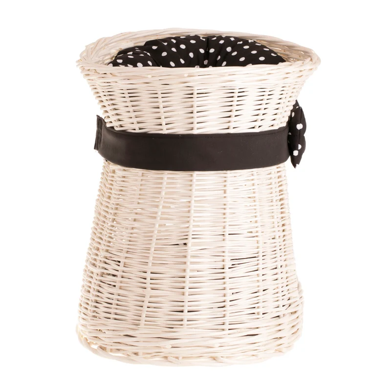 Erif two-level wicker cat house with cushions and a bow TheWickerStories