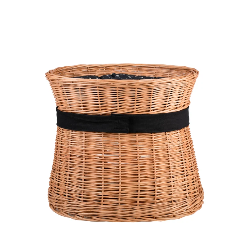 Erif two-level wicker cat house with black cushions and bow TheWickerStories