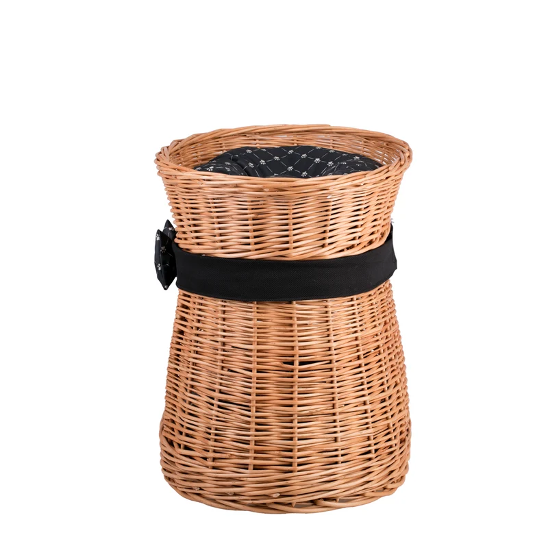 Erif two-level wicker cat house with black cushions and bow TheWickerStories