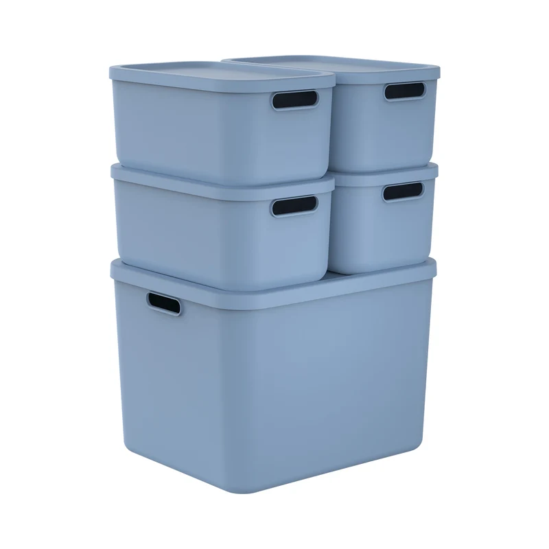 Aufbewahrungsboxen-Set 5tlg. 4x 12l und 1x 55l ALBULA LIGHT