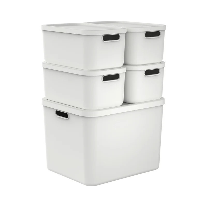 Aufbewahrungsboxen-Set 5tlg. 4x 12l und 1x 55l ALBULA LIGHT