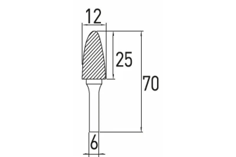 Frez trzpieniowy ostrołukowy, ostry G 12x25