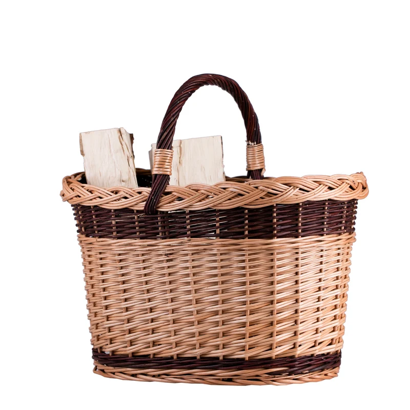 Fanoria wicker firewood basket with handle TheWickerStories