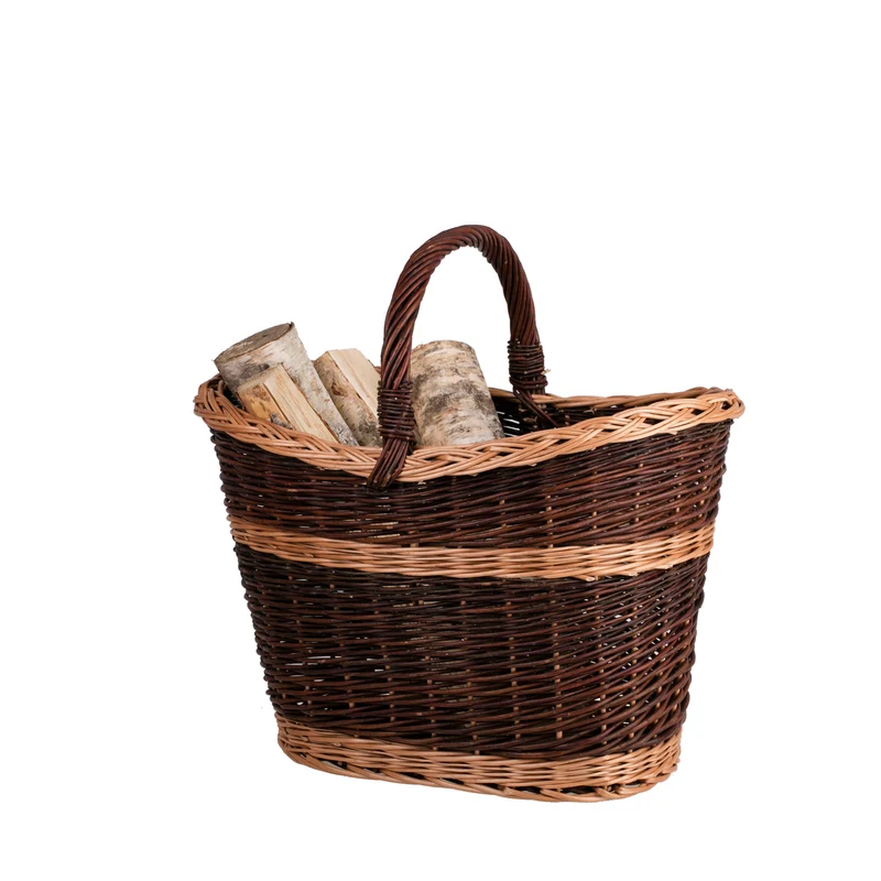 Fanoria wicker firewood basket and garden tote with handle TheWickerStories