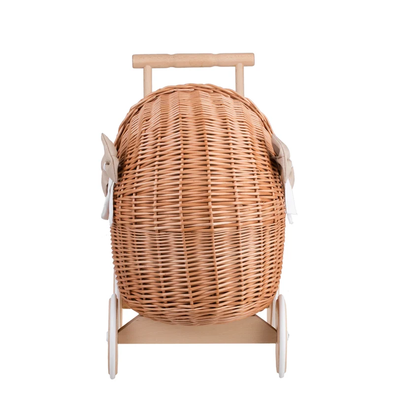 Lili wicker doll pram with bedding, wicker toy for children TheWickerStories