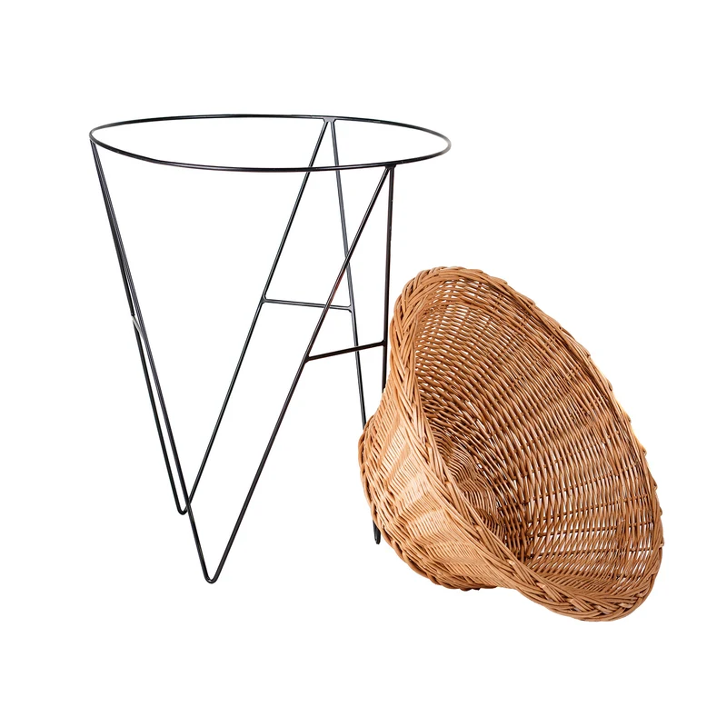 Kirvelia wicker display stand for fruits and vegetables with metal frame TheWickerStories
