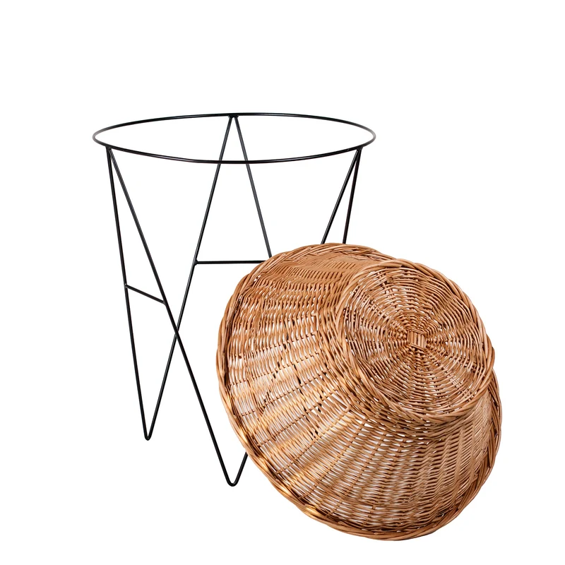 Kirvelia wicker display stand for fruits and vegetables with metal frame TheWickerStories