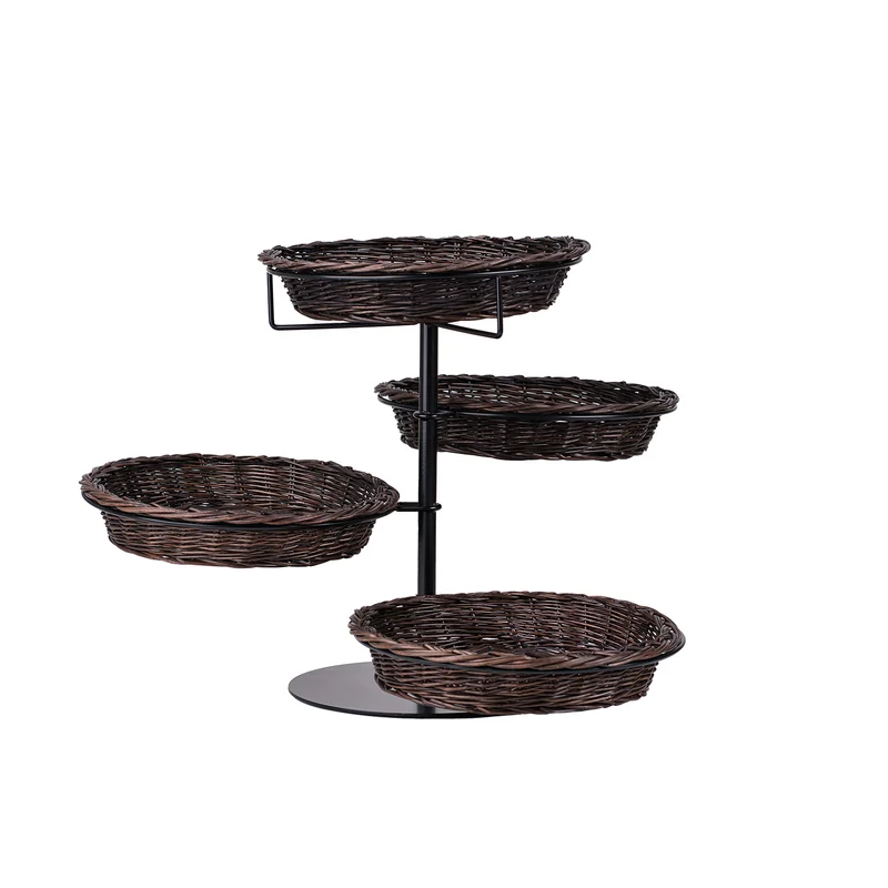 Kustoria wicker countertop display stand with 4 baskets TheWickerStories