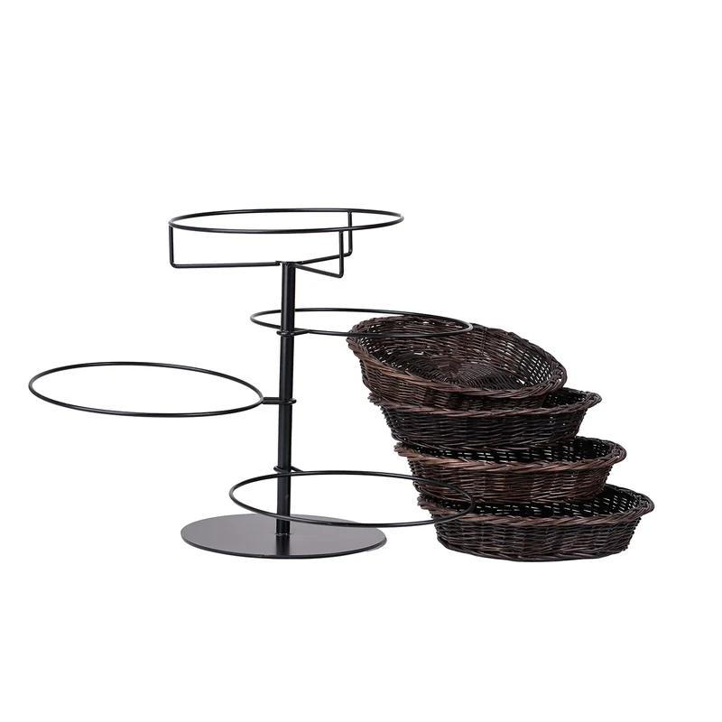 Kustoria wicker countertop display stand with 4 baskets TheWickerStories