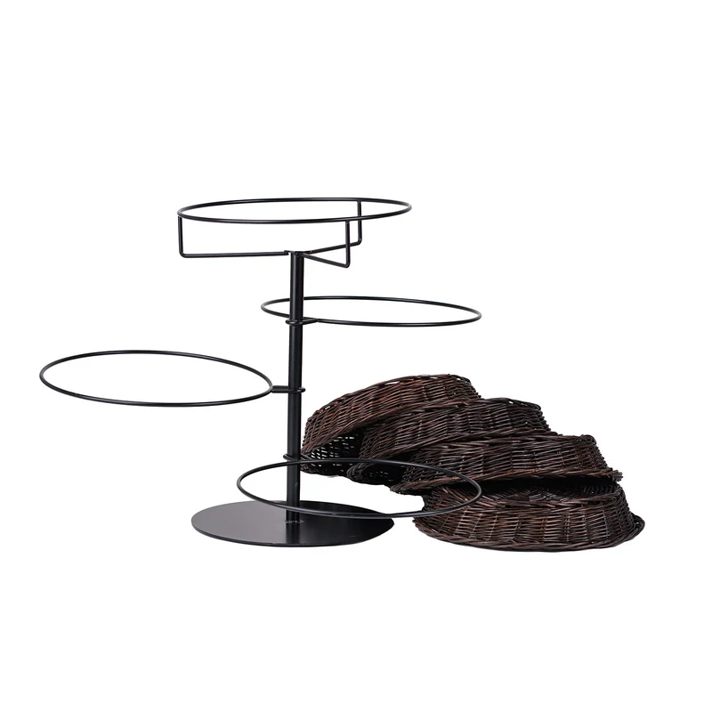 Kustoria wicker countertop display stand with 4 baskets TheWickerStories