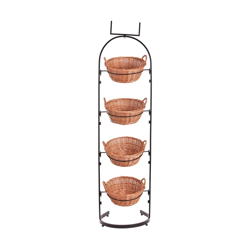 Kesoria metal stand with wicker baskets for fruits and vegetables TheWickerStories