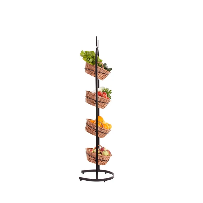 Kesoria metal stand with wicker baskets for fruits and vegetables TheWickerStories