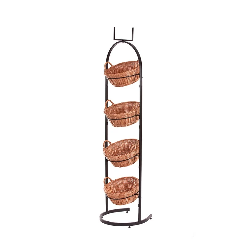 Kesoria metal stand with wicker baskets for fruits and vegetables TheWickerStories
