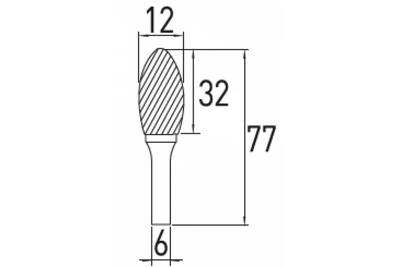 Frez trzpieniowy płomieniowy H, 12x32