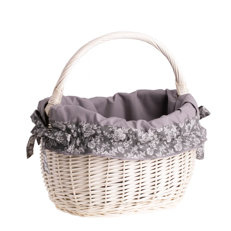 Wavellia wicker shopping basket with gray trim and handle TheWickerStories