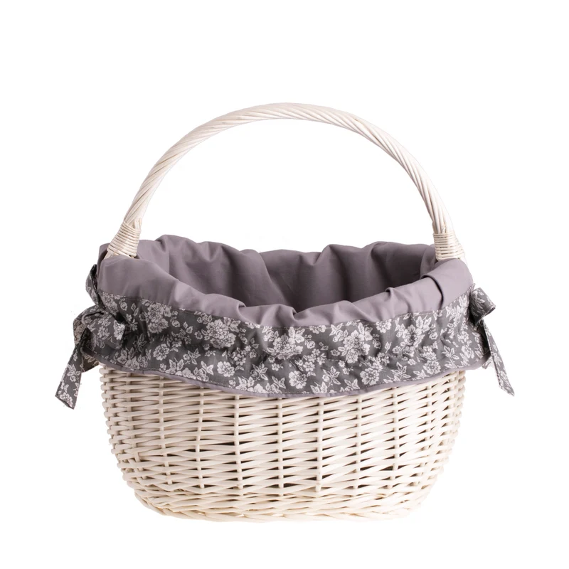 Wavellia wicker shopping basket with gray trim and handle TheWickerStories