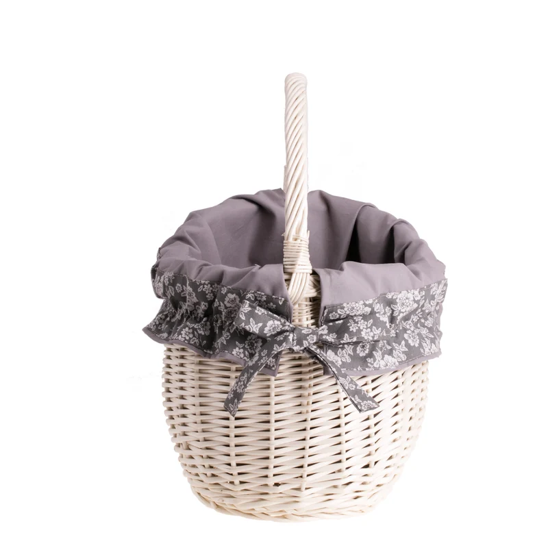 Wavellia wicker shopping basket with gray trim and handle TheWickerStories