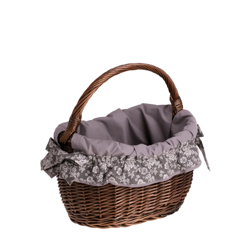 Wavellia wicker shopping basket with gray trim and handle TheWickerStories