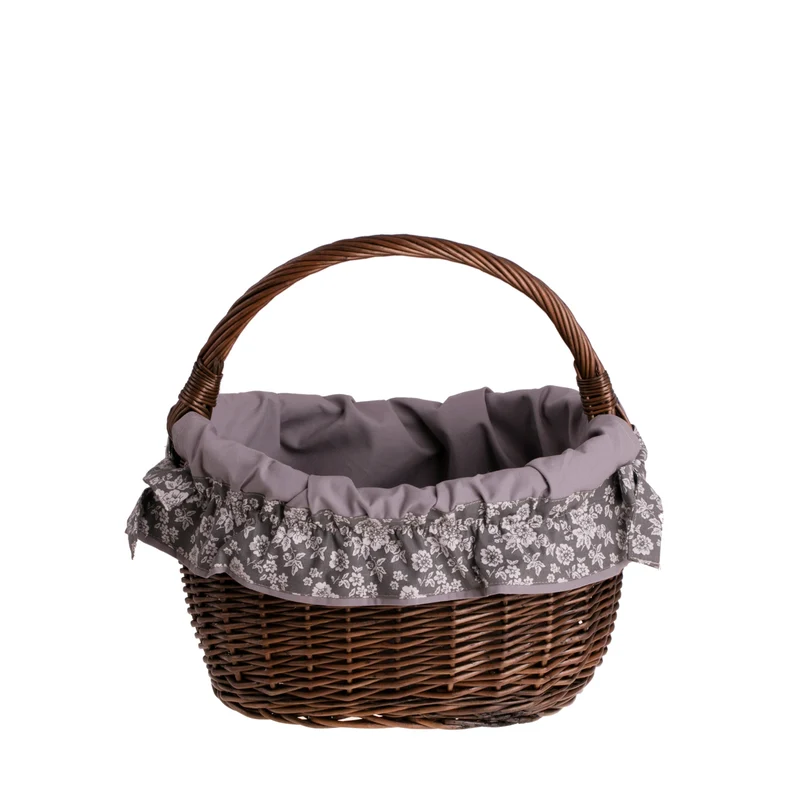 Wavellia wicker shopping basket with gray trim and handle TheWickerStories